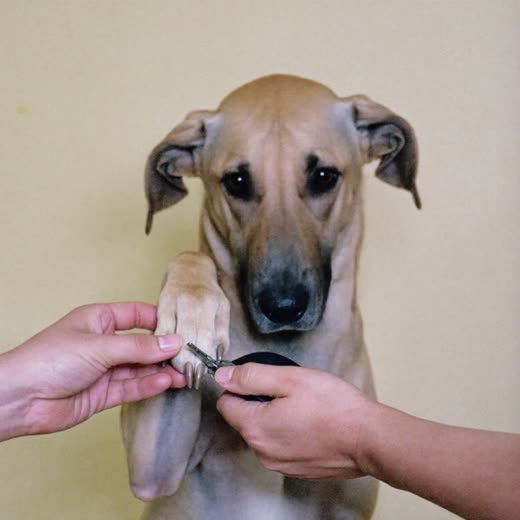 A dog's paw held steady for a nail trim
